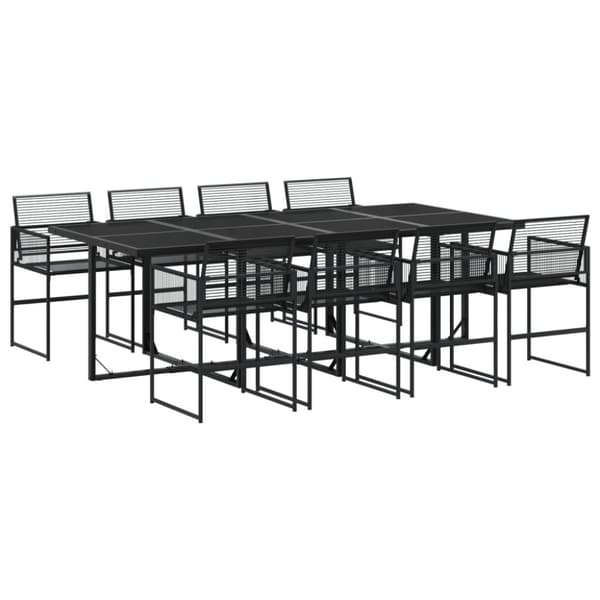 vidaXL Hagespisegruppe 9 deler svart polyrotting