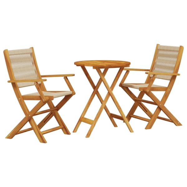 vidaXL Bistrosett 3 deler beige polypropylen og heltre