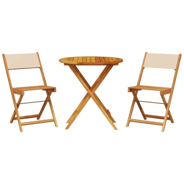 vidaXL bistrosæt 3 dele stof og massivt træ beige
