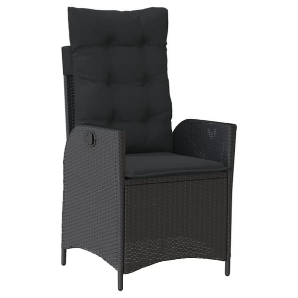 vidaXL spisebordssæt til haven 9 dele med hynder polyrattan sort