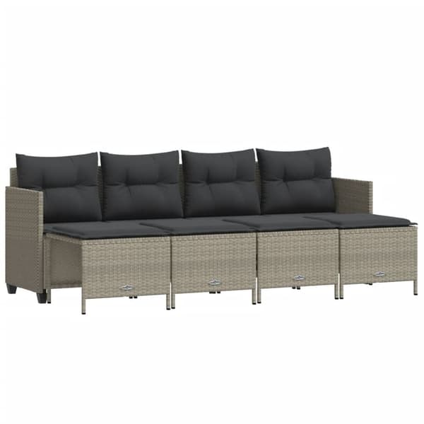 vidaXL sofasæt 5 dele med hynder polyrattan lysegrå