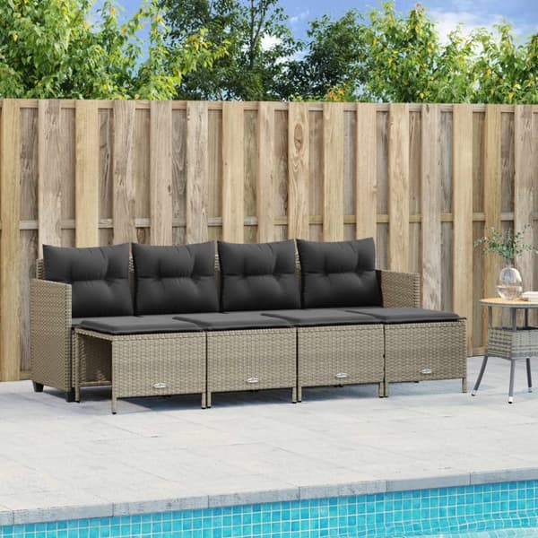 vidaXL sofasæt 5 dele med hynder polyrattan lysegrå