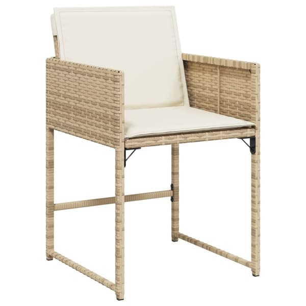 vidaXL Matgrupp för trädgården med dynor 9 delar beige konstrotting