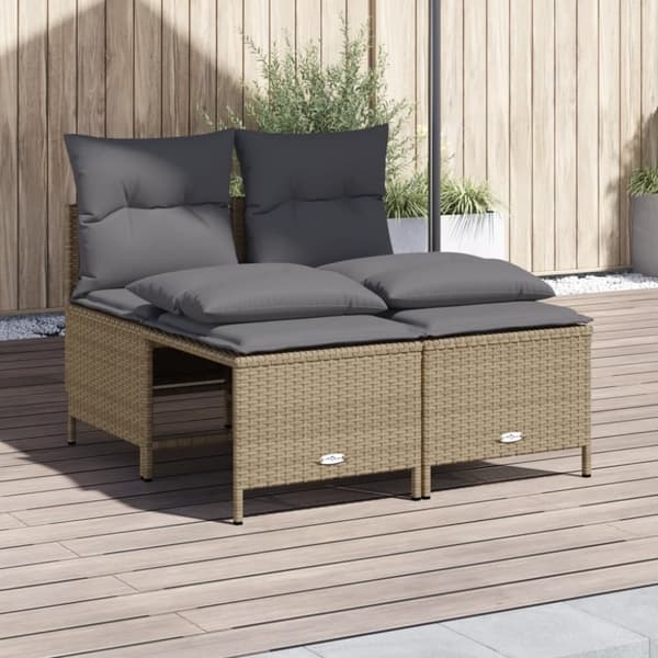 vidaXL sofasæt til haven 4 dele med hynder polyrattan beige