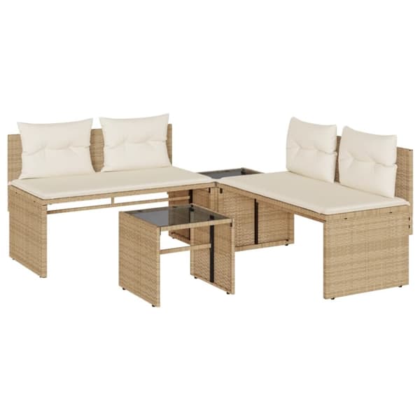 vidaXL sofasæt til haven 4 dele med hynder polyrattan beige