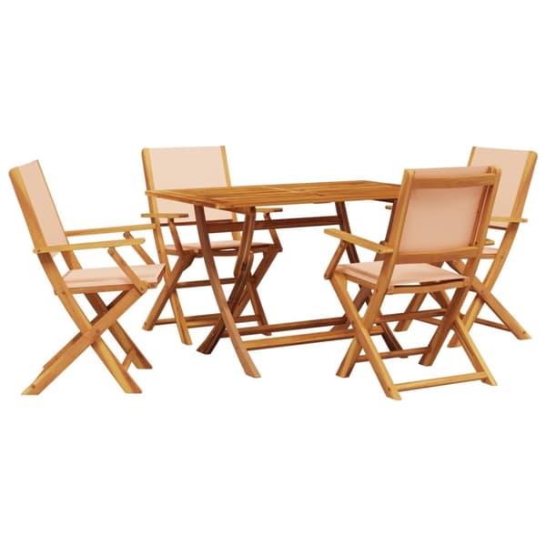 vidaXL Hagespisegruppe 5 deler beige stoff og heltre