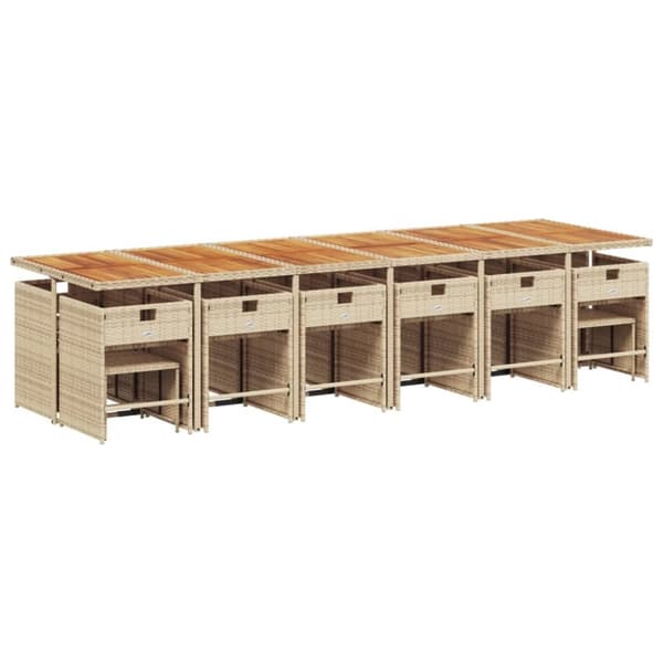 vidaXL spisebordssæt til haven 17 dele med hynder polyrattan beige