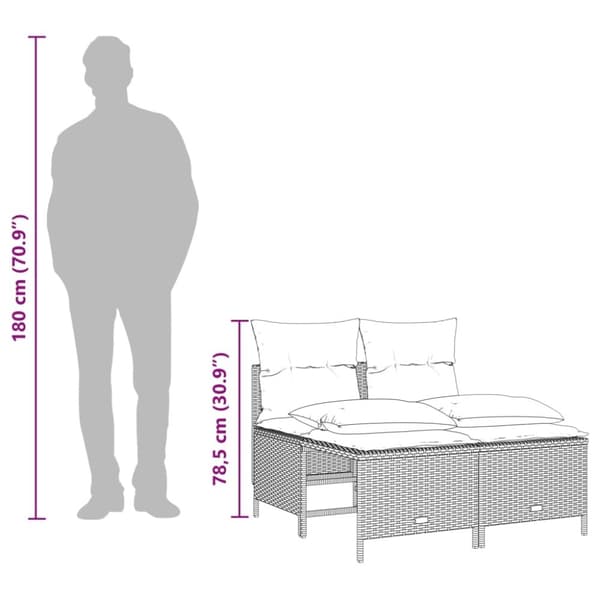 vidaXL sofasæt 5 dele med hynder polyrattan grå