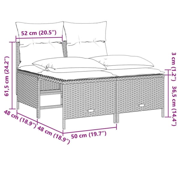 vidaXL sofasæt 5 dele med hynder polyrattan grå
