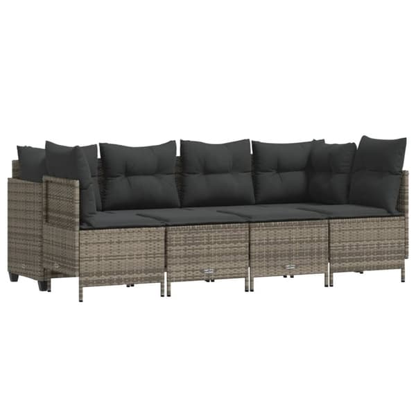 vidaXL sofasæt 5 dele med hynder polyrattan grå