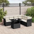 Miniatyrbillede 2 af 11: vidaXL sofasæt til haven 7 dele med hynder polyrattan sort