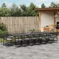 Miniatyrbillede 9 af 9: vidaXL spisebordssæt til haven 17 dele med hynder polyrattan sort