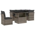 Miniatyrbillede 1 af 11: vidaXL sofasæt til haven 6 dele med hynder polyrattan grå