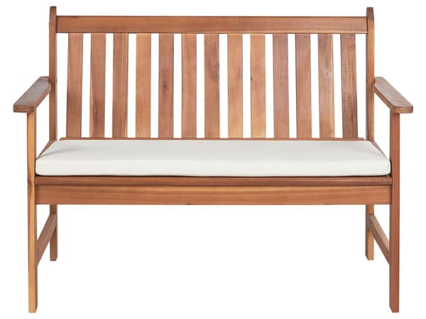 Hagesofasett i Lyst Akasietre Hvite Puter 4-seters Sofa 2 Lenestoler med Bord Utendørs Samtalesett