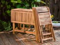 Miniatyrbilde 4 av 11: Hagespisesett 6 Deler Rektangulært bord Lyst Massivt Akasietre 4 Stoler med Parasol Utendørs Sammenleggbar Rustikk Stil Moderne Design