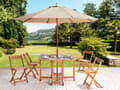 Miniatyrbilde 2 av 11: Hagespisesett 6 Deler Rektangulært bord Lyst Massivt Akasietre 4 Stoler med Parasol Utendørs Sammenleggbar Rustikk Stil Moderne Design