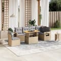 Miniatyrbillede 1 af 3: vidaXL sofasæt til haven 7 dele med hynder polyrattan beige