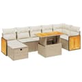 Miniatyrbillede 2 af 5: vidaXL sofasæt til haven 8 dele med hynder polyrattan beige