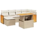 Miniatyrbillede 1 af 3: vidaXL sofasæt til haven 7 dele med hynder polyrattan beige