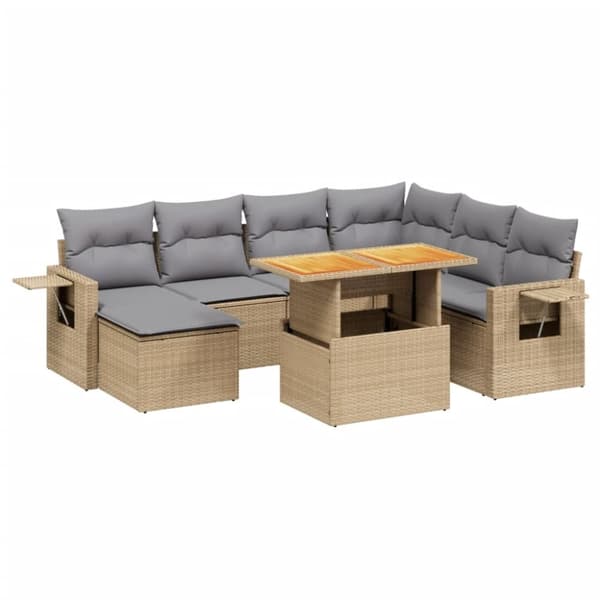 vidaXL sofasæt til haven 8 dele med hynder polyrattan beige