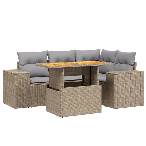 vidaXL sofasæt til haven 5 dele med hynder polyrattan beige