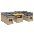 Miniatyrbillede 2 af 3: vidaXL sofasæt til haven 10 dele med hynder polyrattan beige