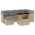 Miniatyrbillede 2 af 11: vidaXL sofasæt til haven 7 dele med hynder polyrattan beige