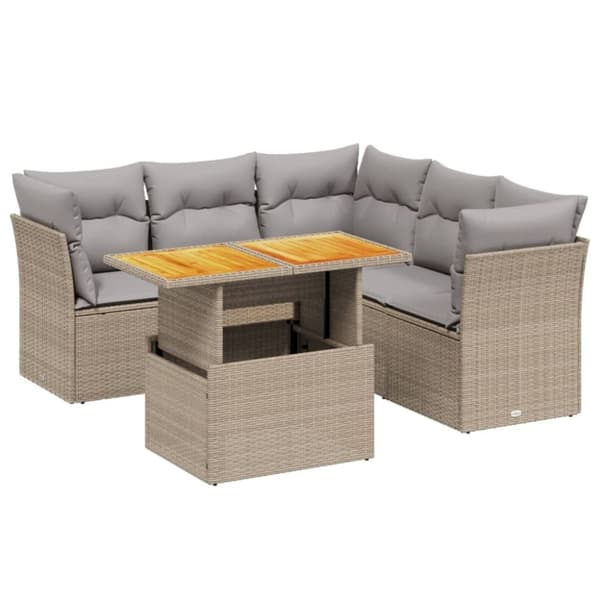 vidaXL sofasæt til haven 5 dele med hynder polyrattan beige