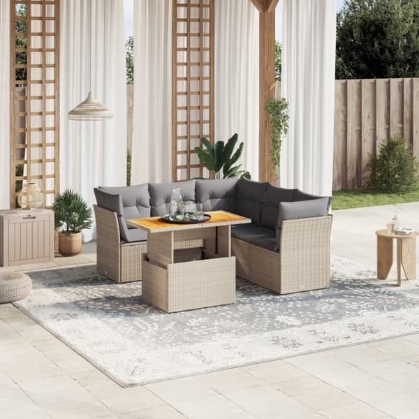 vidaXL sofasæt til haven 5 dele med hynder polyrattan beige