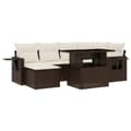 Miniatyrbillede 2 af 11: vidaXL sofasæt til haven 7 dele med hynder polyrattan brun