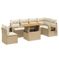 Miniatyrbillede 1 af 3: vidaXL sofasæt til haven 7 dele med hynder polyrattan beige