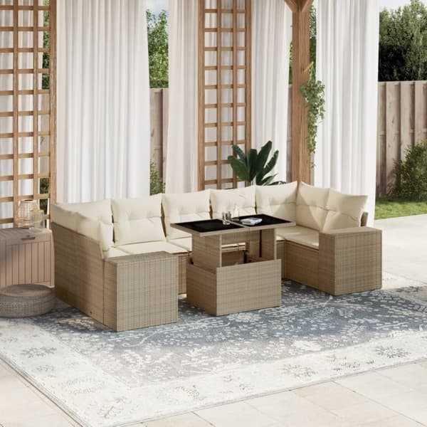 vidaXL sofasæt til haven 8 dele med hynder polyrattan beige