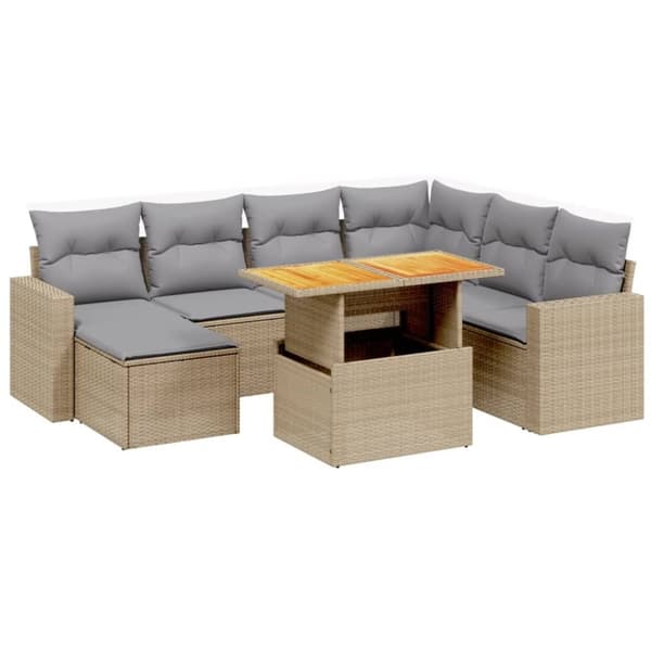 vidaXL sofasæt til haven 8 dele med hynder polyrattan beige