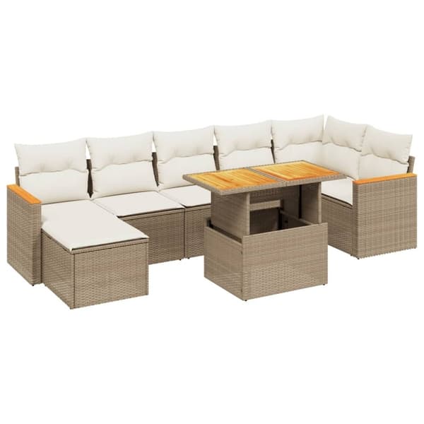 vidaXL sofasæt til haven 8 dele med hynder polyrattan beige