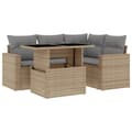 Miniatyrbillede 1 af 11: vidaXL sofasæt til haven 5 dele med hynder polyrattan beige