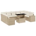 Miniatyrbillede 1 af 11: vidaXL sofasæt til haven 10 dele med hynder polyrattan beige