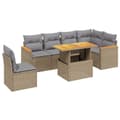 Miniatyrbillede 1 af 3: vidaXL sofasæt til haven 7 dele med hynder polyrattan beige