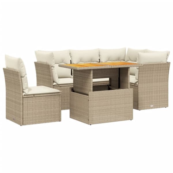 vidaXL sofasæt til haven 5 dele med hynder polyrattan beige