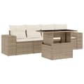 Miniatyrbillede 2 af 11: vidaXL sofasæt til haven 5 dele med hynder polyrattan beige