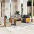 Miniatyrbillede 1 af 3: vidaXL sofasæt til haven 7 dele med hynder polyrattan beige
