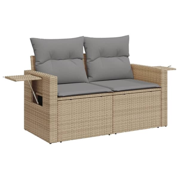 vidaXL Soffgrupp för trädgården med dynor 5 delar beige konstrotting