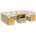 Miniatyrbillede 1 af 3: vidaXL sofasæt til haven 10 dele med hynder polyrattan beige