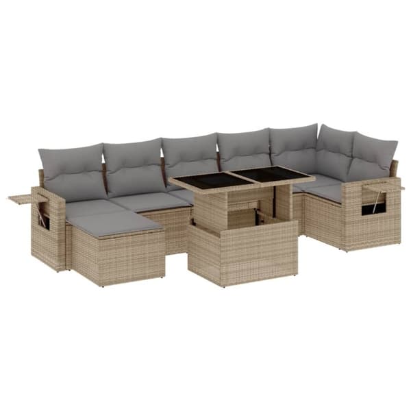 vidaXL sofasæt til haven 8 dele med hynder polyrattan beige