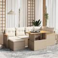 Miniatyrbillede 1 af 3: vidaXL sofasæt til haven 7 dele med hynder polyrattan beige