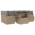 Miniatyrbillede 1 af 11: vidaXL sofasæt til haven 7 dele med hynder polyrattan beige