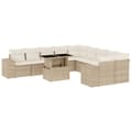 Miniatyrbillede 1 af 11: vidaXL sofasæt til haven 11 dele med hynder polyrattan beige