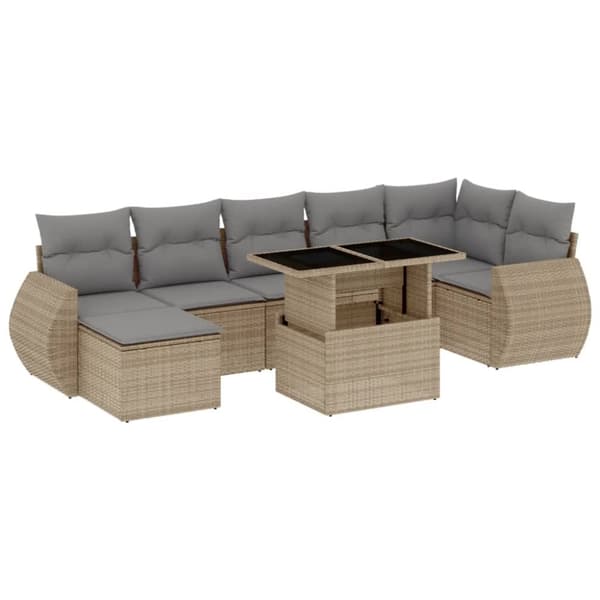 vidaXL sofasæt til haven 8 dele med hynder polyrattan beige