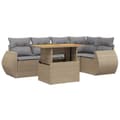 Miniatyrbillede 2 af 3: vidaXL sofasæt til haven 6 dele med hynder polyrattan beige
