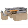 Miniatyrbillede 2 af 3: vidaXL sofasæt til haven 9 dele med hynder polyrattan beige
