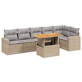 Miniatyrbillede 2 af 3: vidaXL sofasæt til haven 7 dele med hynder polyrattan beige